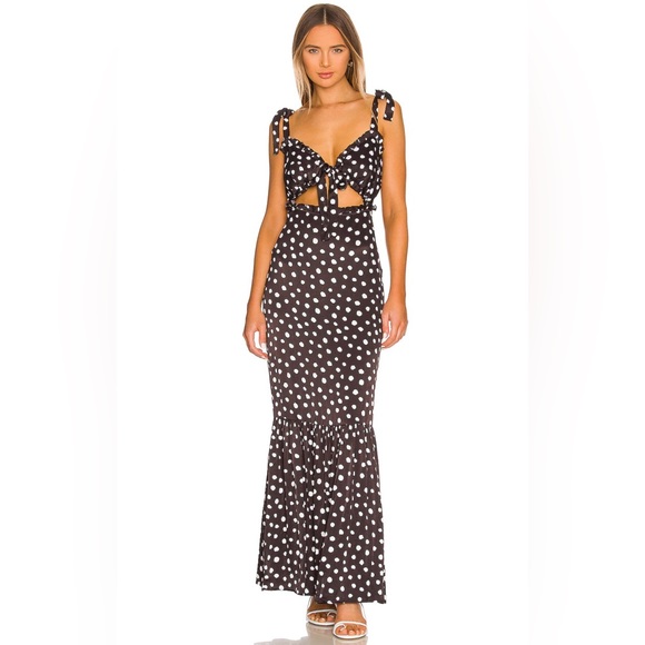 MAJORELLE Black and White Polka Dot Dress - Picture 1 of 4